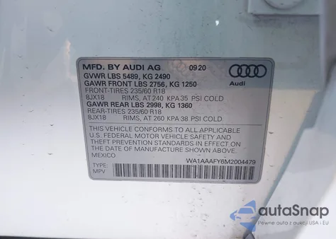 2021 Audi Q5 Premium 45 Tfsi Quattro S Tronic from USA, damaged, VIN WA1AAAFY6M2004479